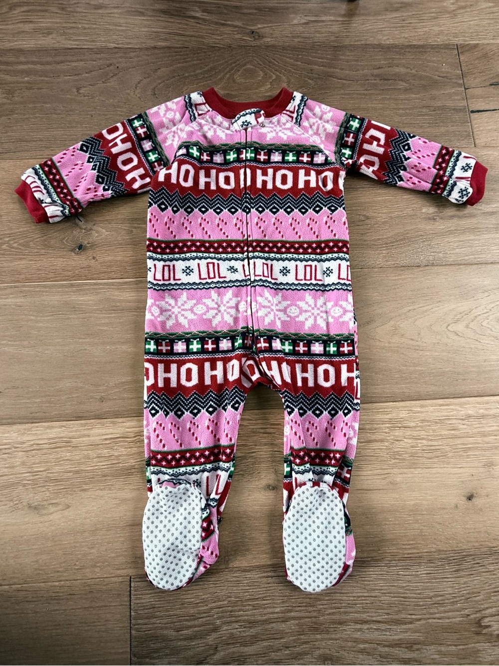 The Children's Place Holiday fleece Footed One-Piece zip up sleeper size 18-24